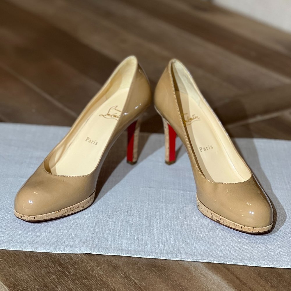 CHRISTIAN LOUBOUTIN Nude Cork Cork Platform Pumps -  Size 40